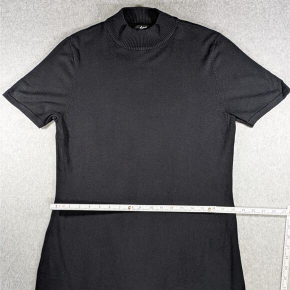 Lennie for Nina Leonard Black Knit Midi Dress L Short Sleeve Pullover Women’s - Picture 12 of 15